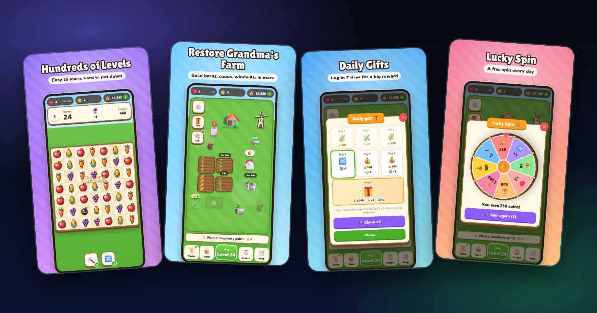 Juicy Acres Power-Ups Explained: Rockets, Bombs and Rainbow Balls — real screenshots