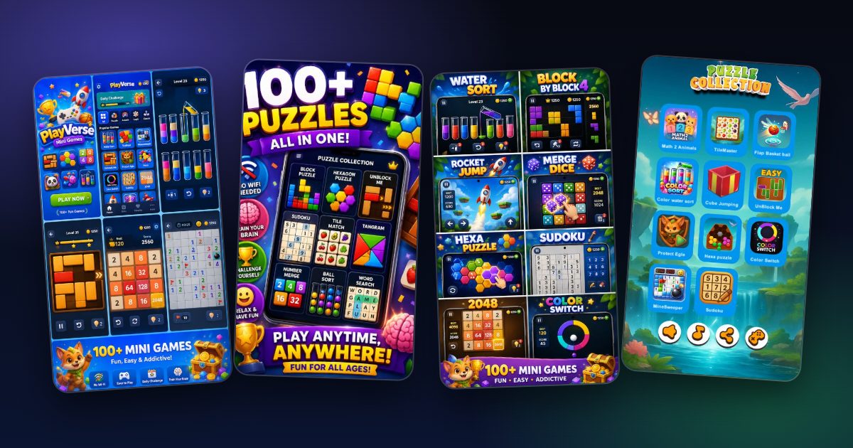 PlayVerse vs 100 Offline Game No Wifi: Which Puzzle Collection Is for You? — real screenshots