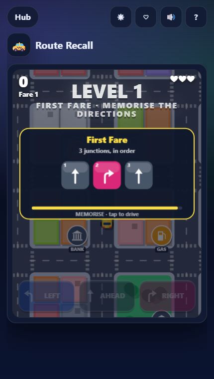 Route Recall gameplay screenshot