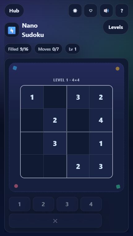 Nano Sudoku gameplay screenshot